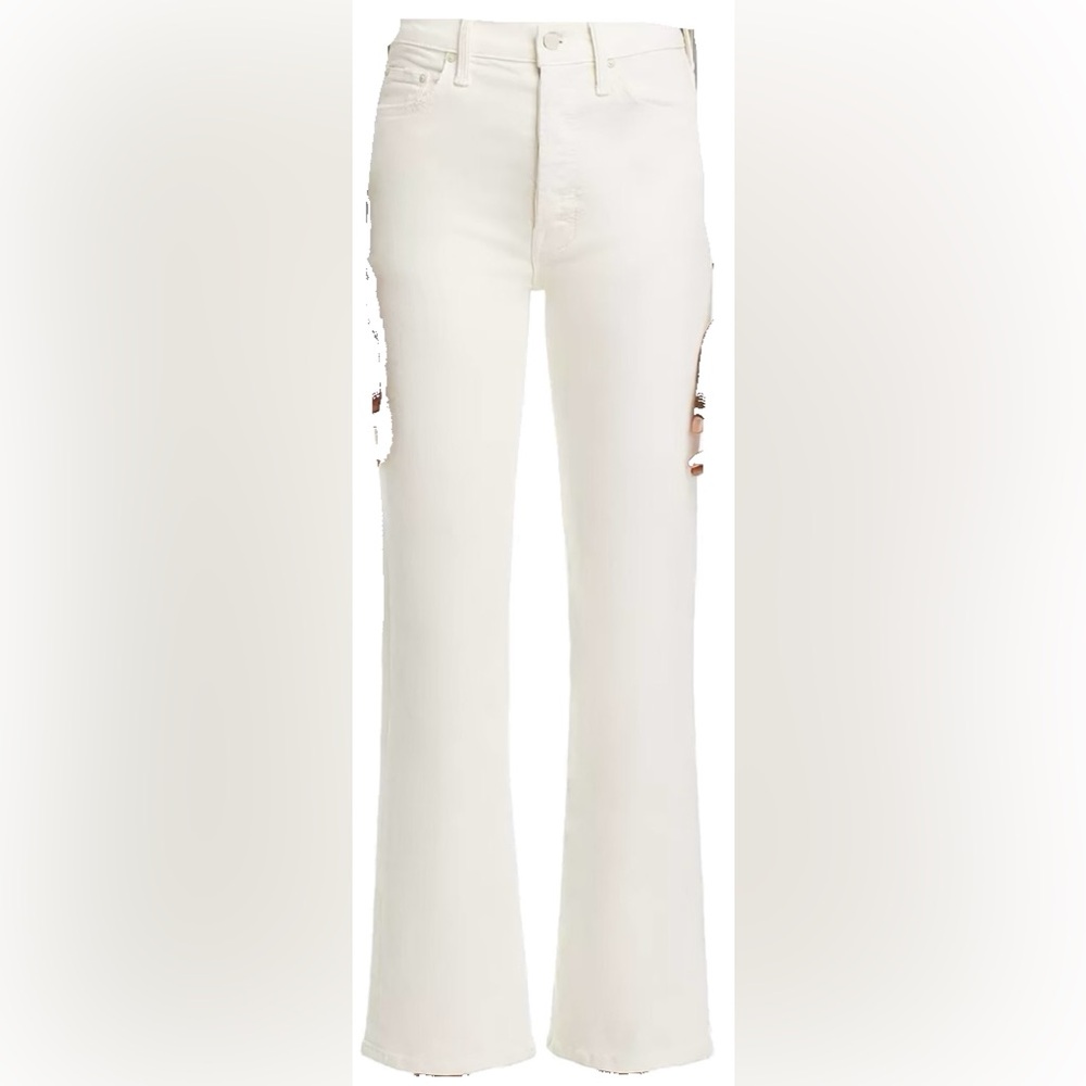 Mother The Tripper High Rise Cropped Kick Flare Ankle Jeans Cream Puff 29